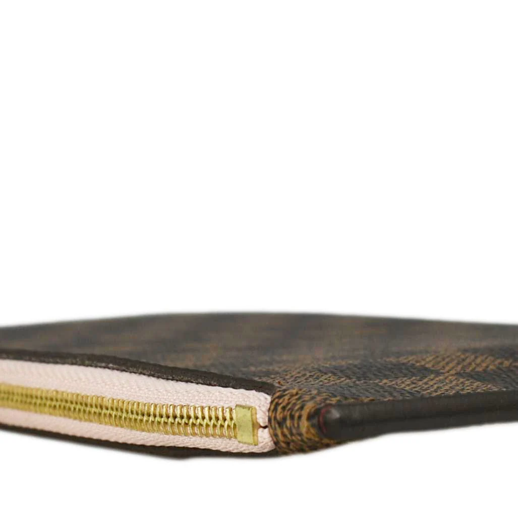 LOUIS VUITTON Neverfull Pochette Damier Ebene Wristlet Pouch Rose Ballerine - Image 7