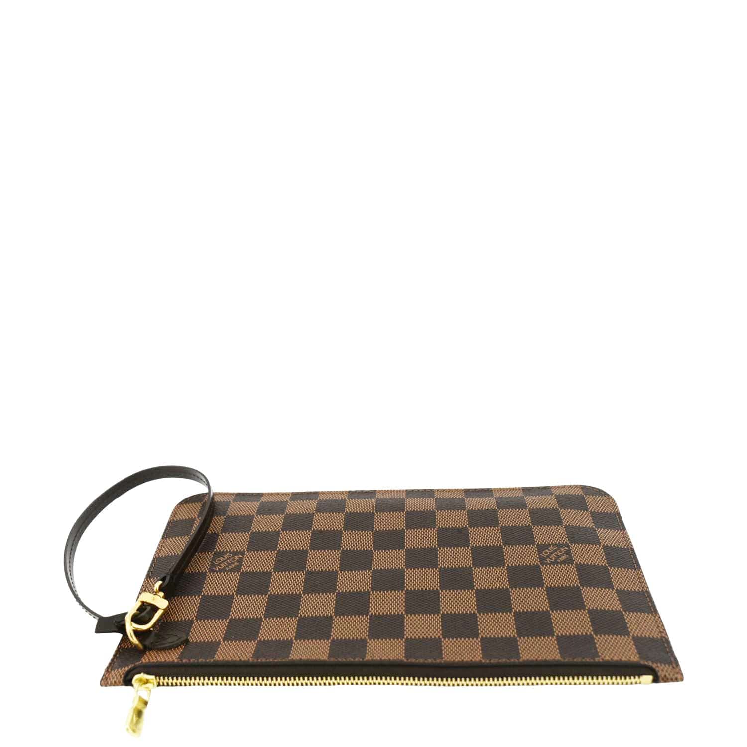 LOUIS VUITTON Neverfull Damier Ebene Pochette Wristlet Pouch Brown - Image 4