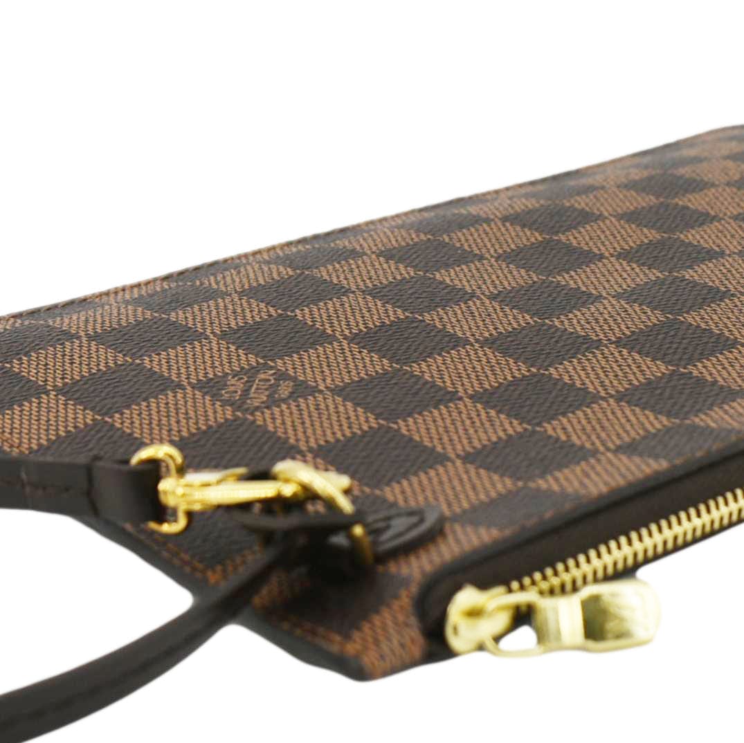 LOUIS VUITTON Neverfull Damier Ebene Pochette Wristlet Pouch Brown - Image 5