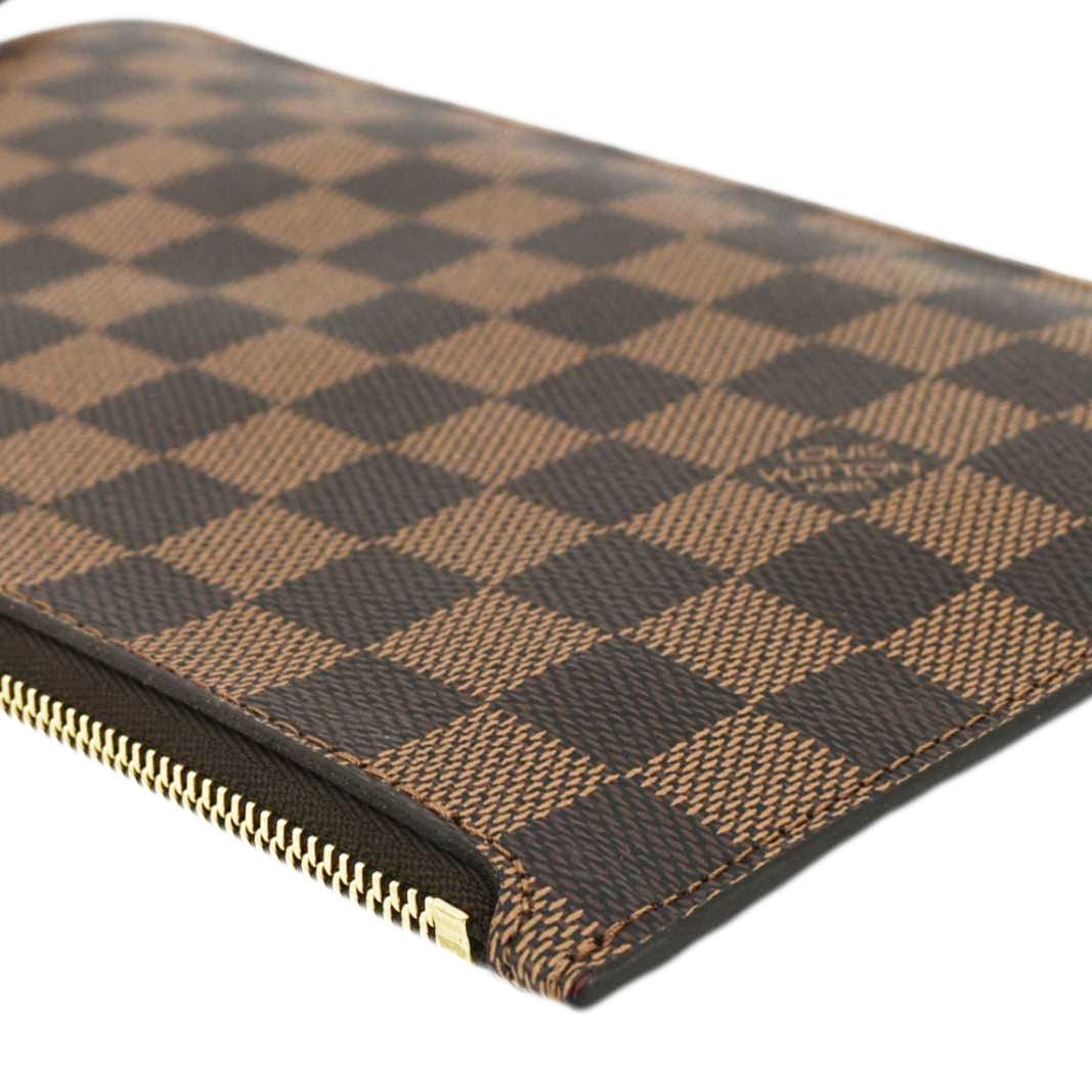 LOUIS VUITTON Neverfull Damier Ebene Pochette Wristlet Pouch Brown - Image 6