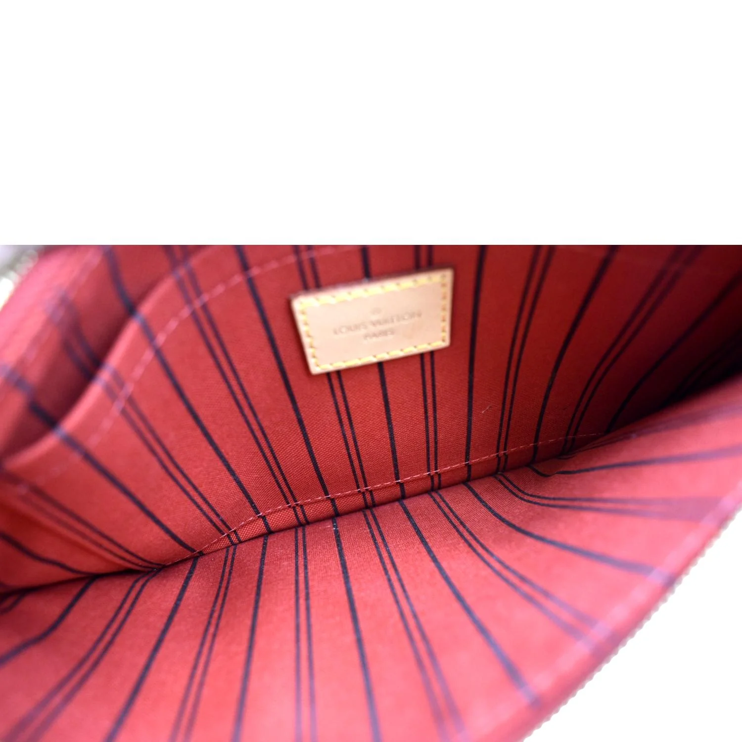 LOUIS VUITTON Neverfull Monogram Canvas Pochette Wristlet Pouch Cerise - Image 7