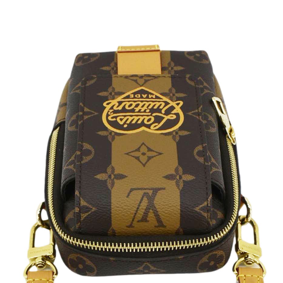 LOUIS VUITTON x Nigo Double Flap Reverse Monogram Canvas Phone Pouch Brown - Image 6