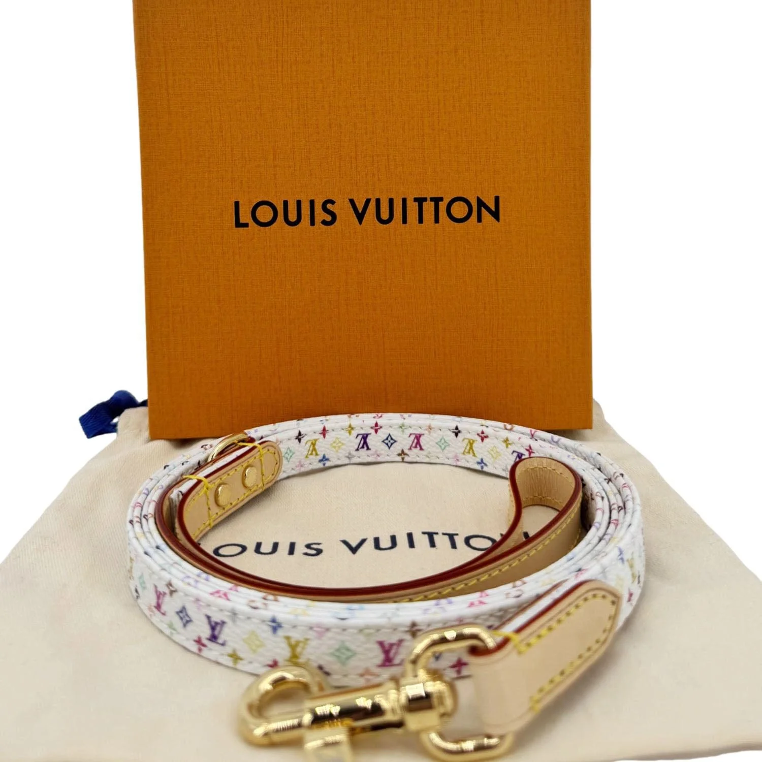 LOUIS VUITTON x TM MM Monogram Multicolor Canvas Dog Leash White - Image 3