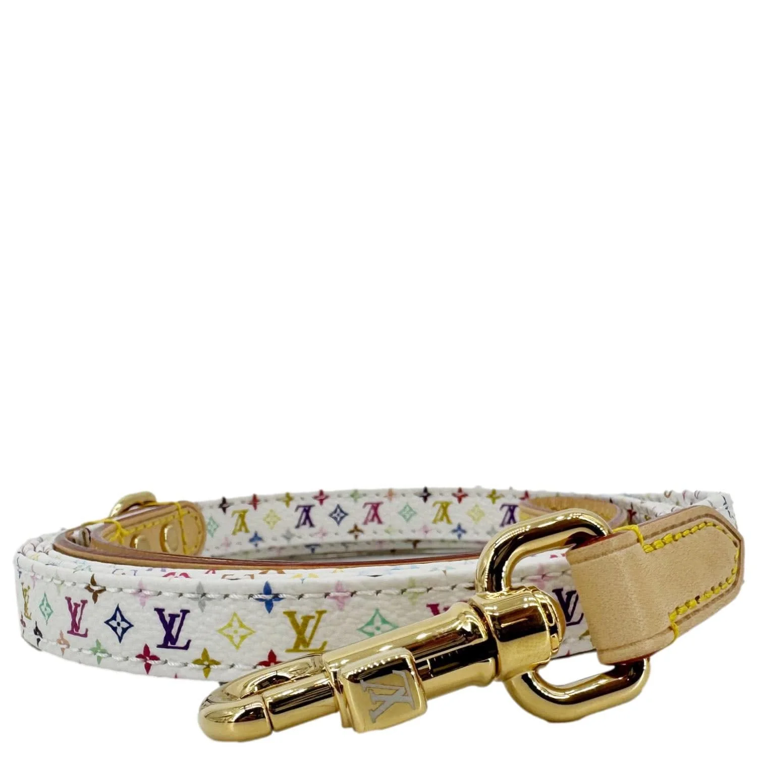 LOUIS VUITTON x TM MM Monogram Multicolor Canvas Dog Leash White - Image 6