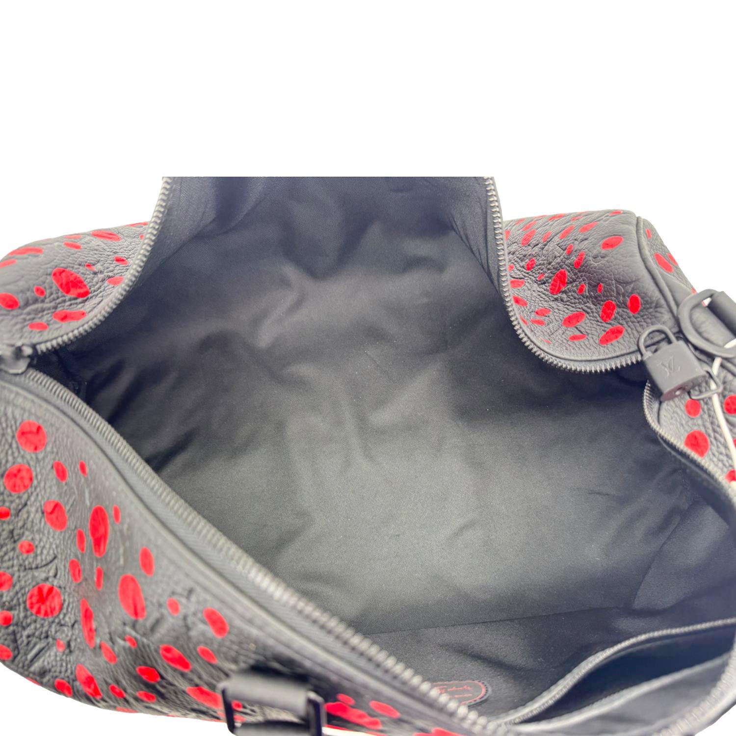 LOUIS VUITTON x Yayoi Kusama Keepall 50 Bandouliere Taurillon Monogram Travel Bag Black - Image 19