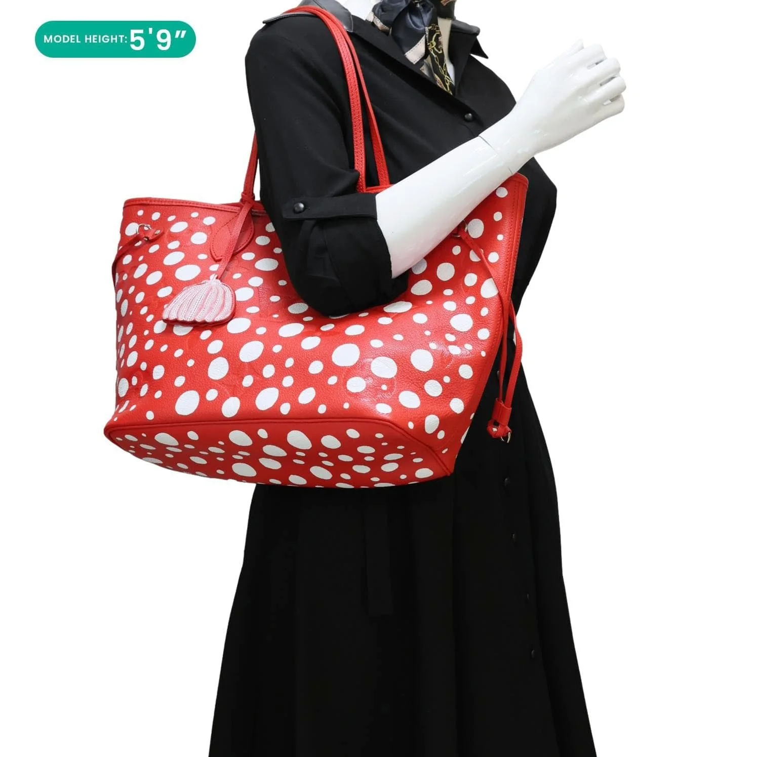 LOUIS VUITTON x Yayoi Kusama Neverfull MM  Infinity Dots Empreinte Leather Tote Bag Red - Image 2