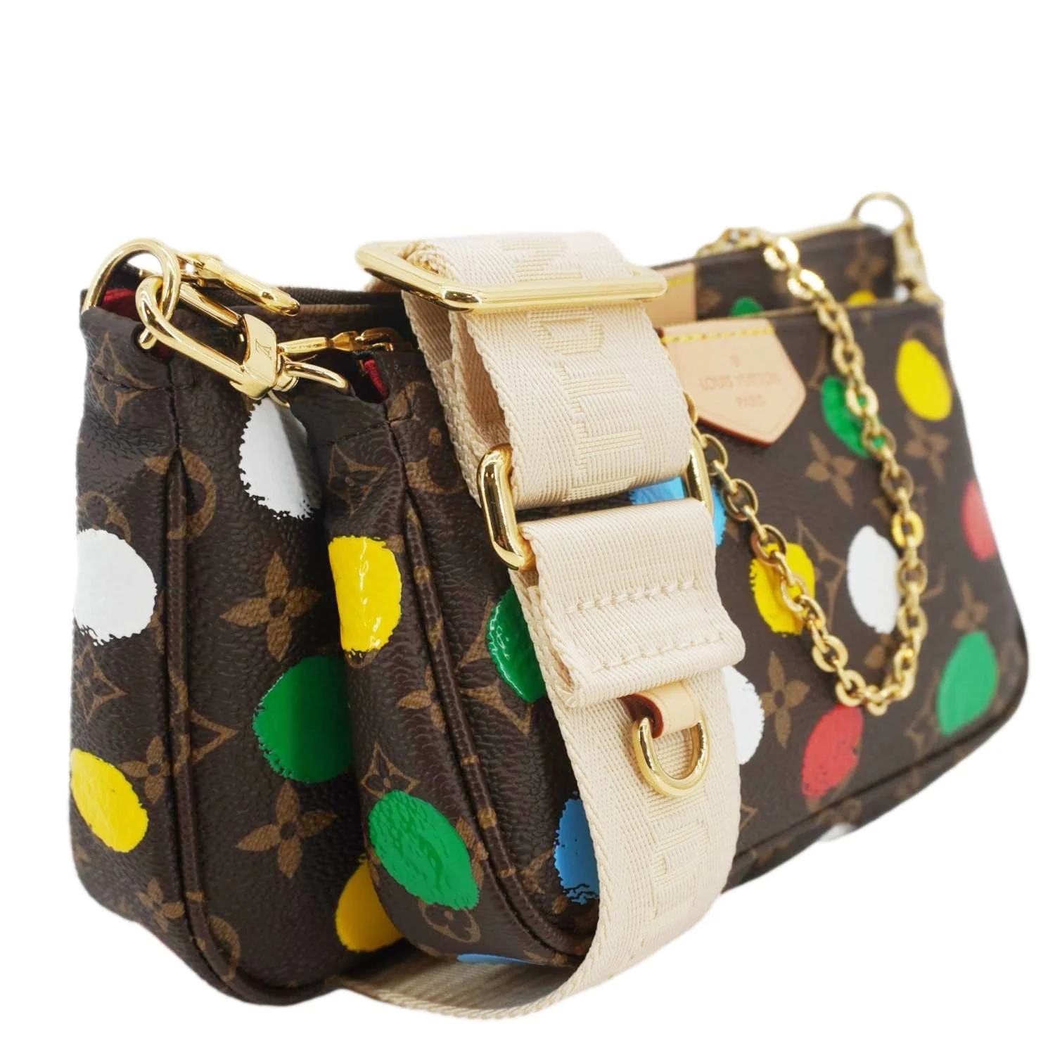 LOUIS VUITTON LV×YK Multi Pochette Accessories Monogram Dot Canvas Shoulder Bag Brown - Image 13