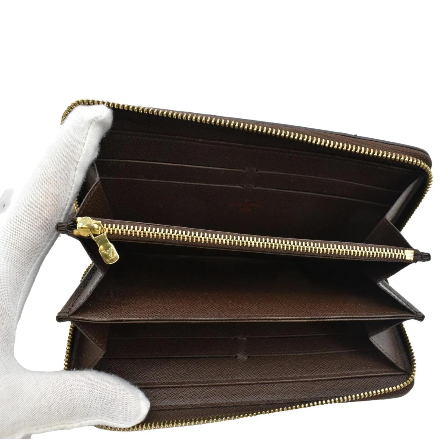 LOUIS VUITTON Zip Around Damier Ebene Wallet Brown - Image 8