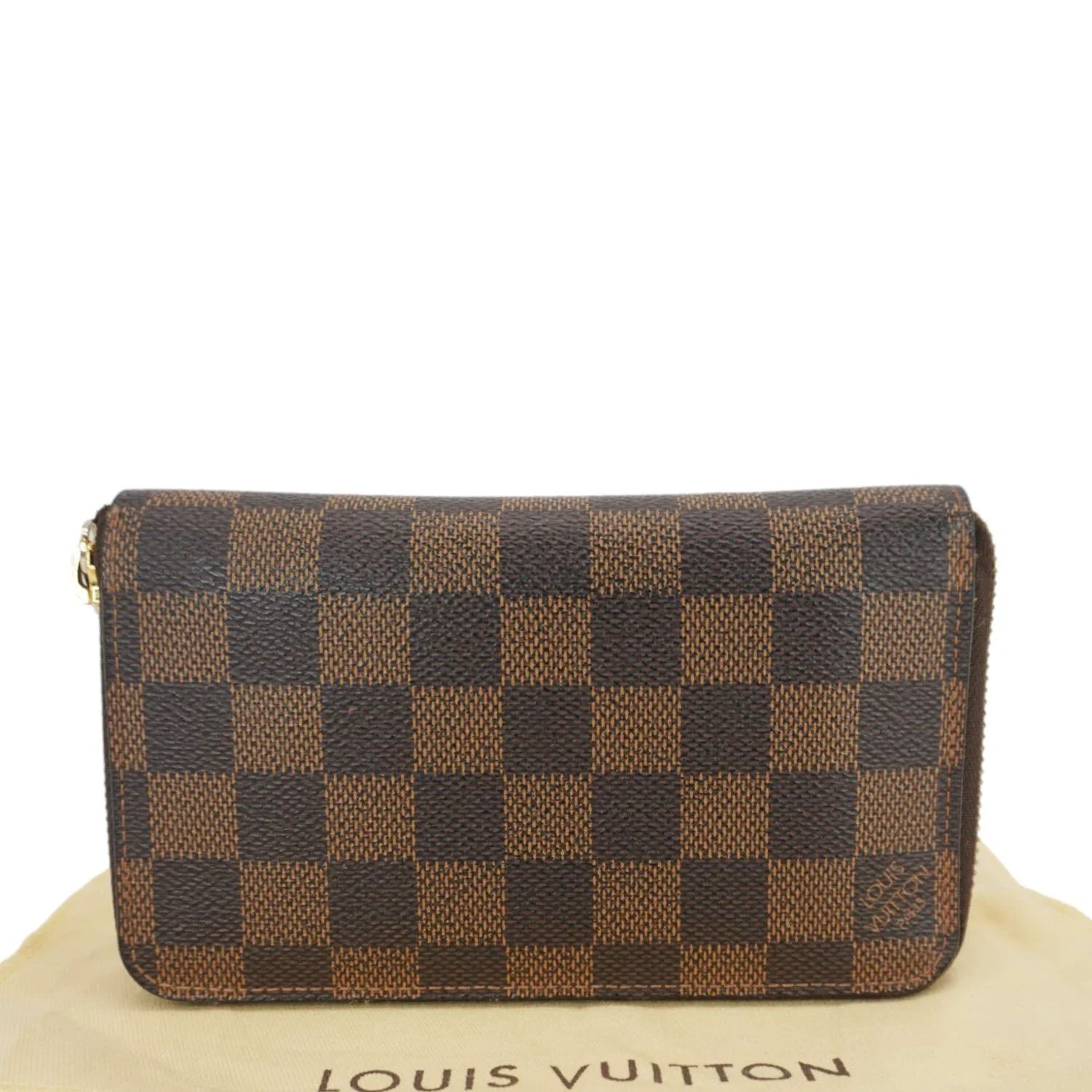 LOUIS VUITTON Zip Around Damier Ebene Wallet Brown - Image 3