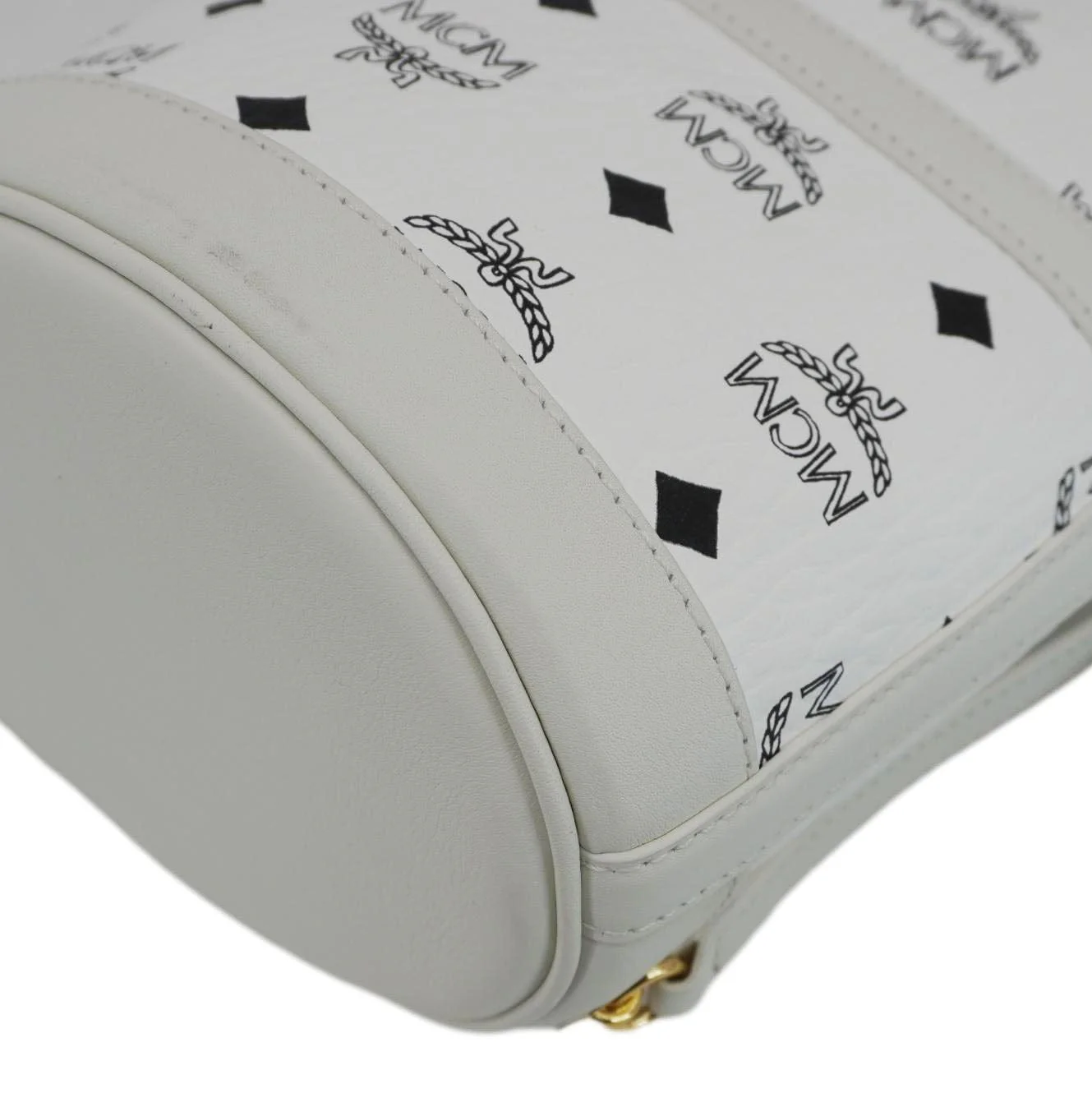MCM Aren Mini Visetos Canvas Chain Backpack White - Image 8