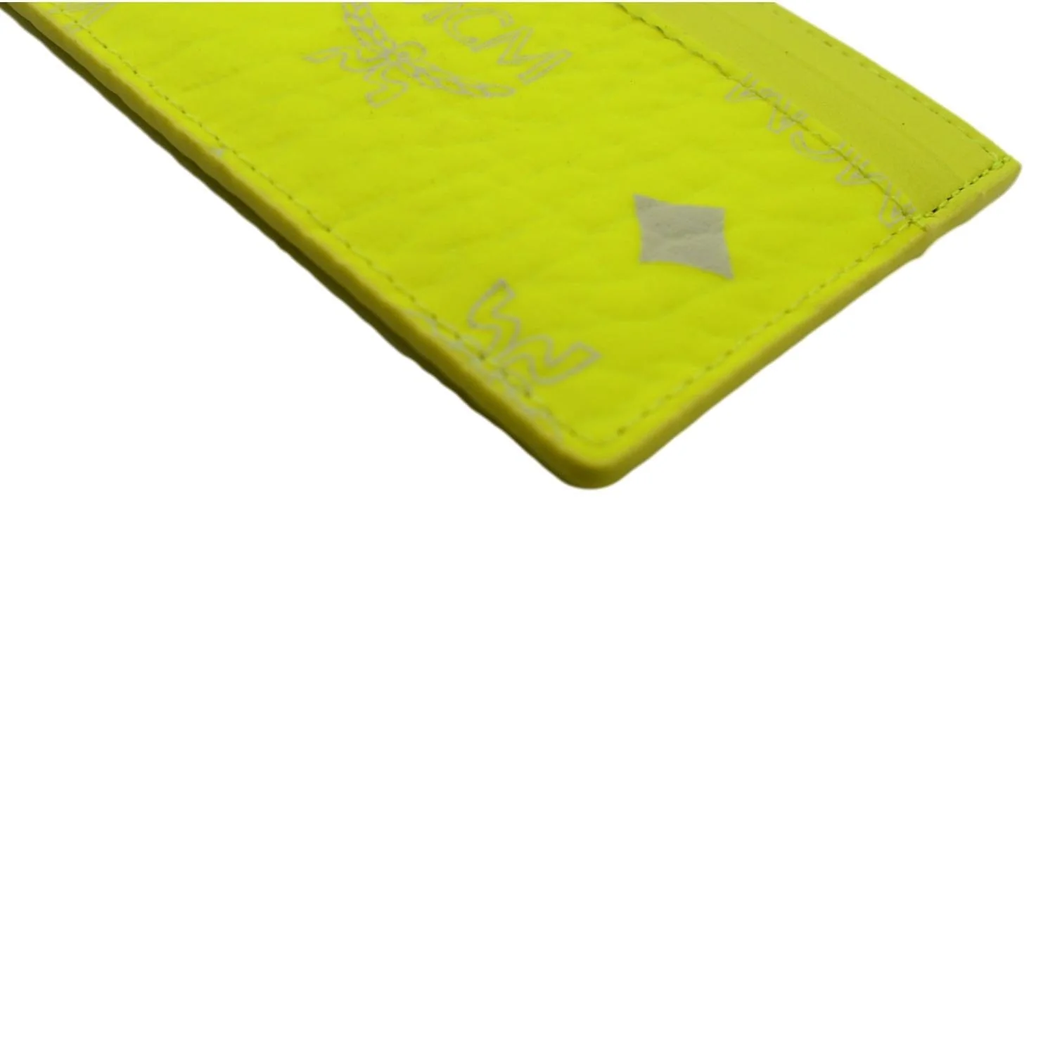 MCM Visetos Coated Canvas Card Case Wallet Neon Yellow - Image 6