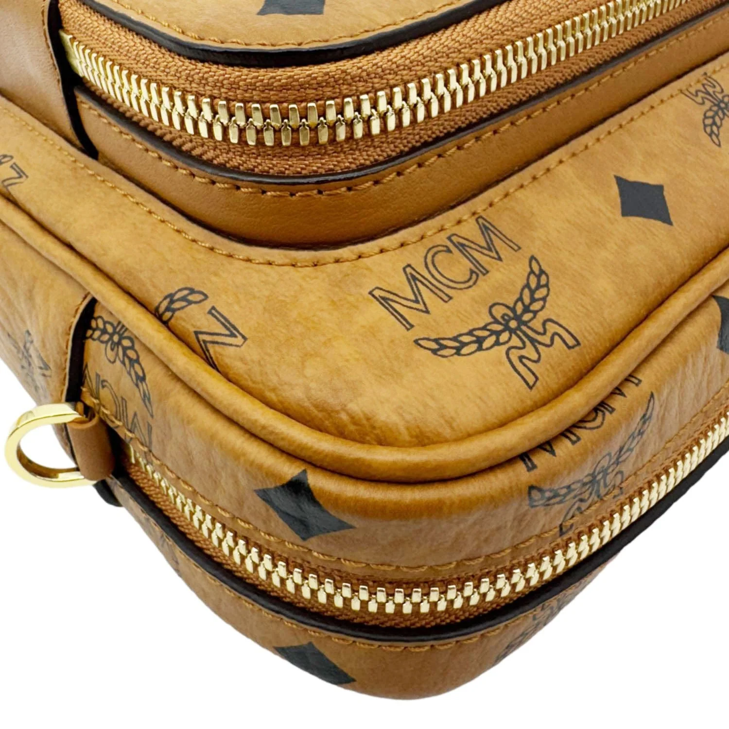 MCM Aren Small Classic Visetos Canvas Crossbody Bag Cognac - Image 11