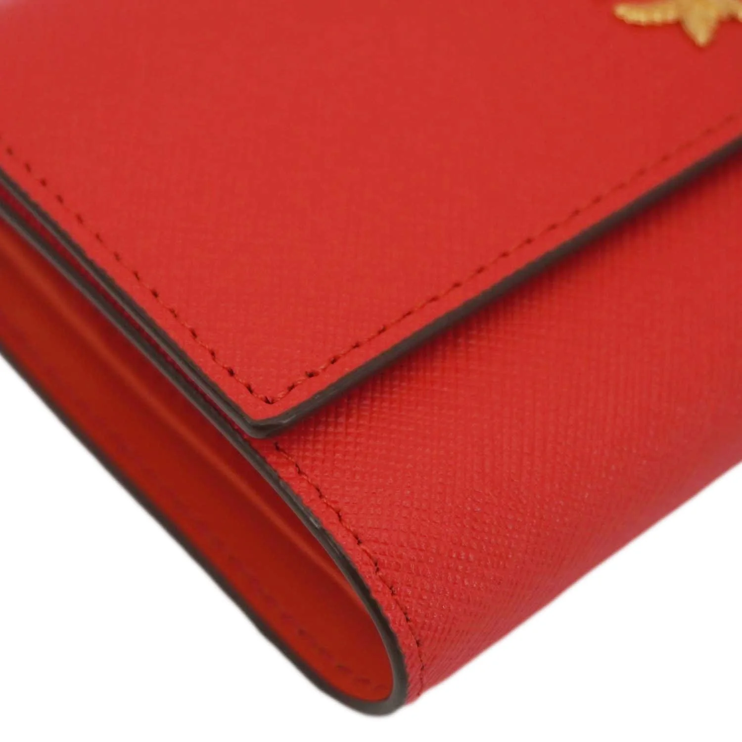 MCM Leather Compact Wallet Red - Image 8