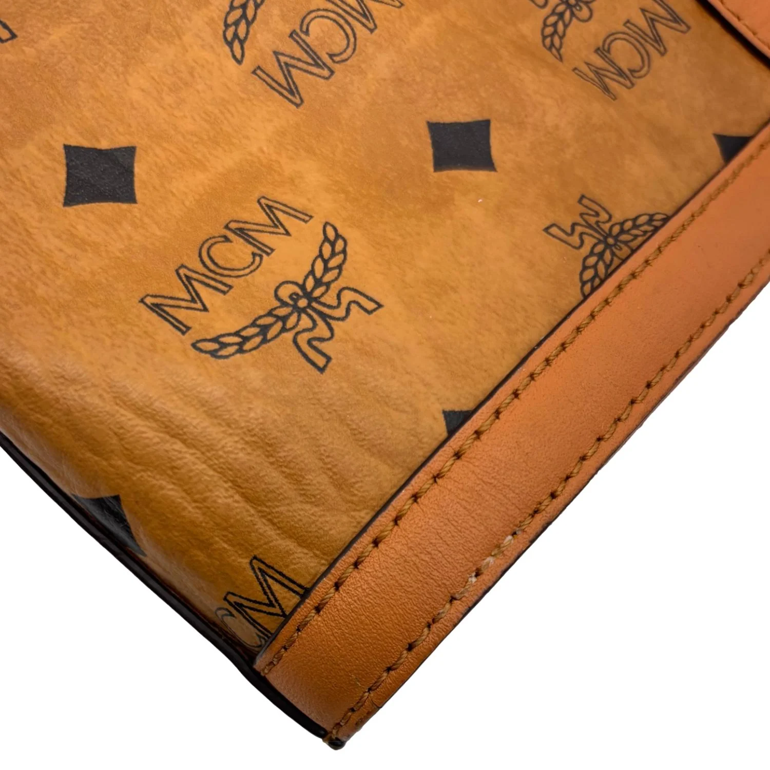 MCM Delmy Shopper Visetos Canvas Tote Bag Cognac - Image 5