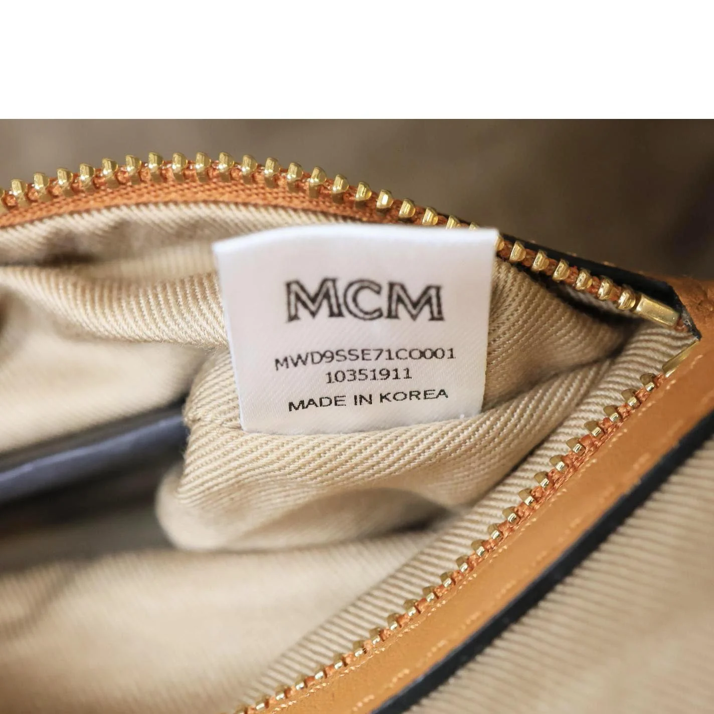 MCM Drawstring Visetos Canvas Bucket Bag Cognac - Image 13