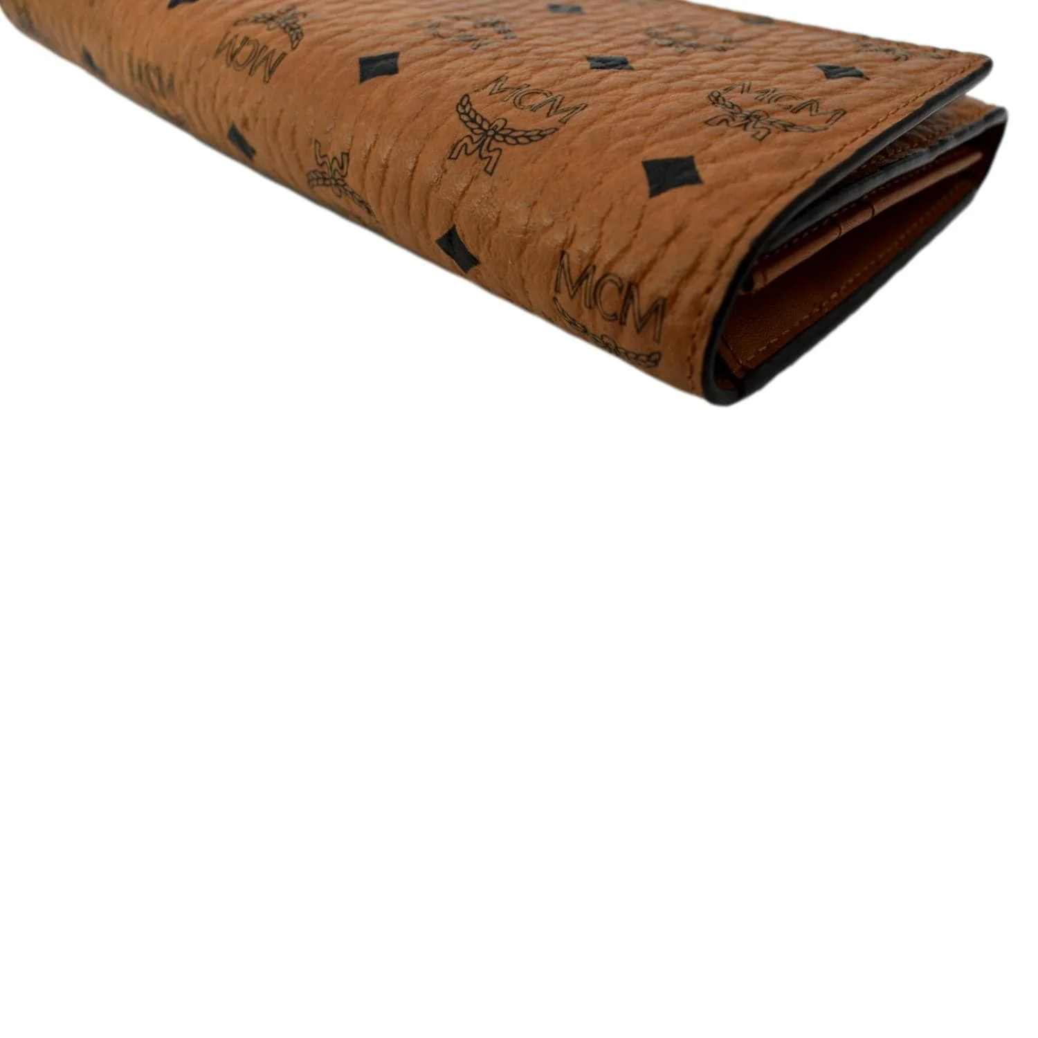 MCM Trifold Large Visetos Monogram Coated Canvas Wallet Cognac - Image 4