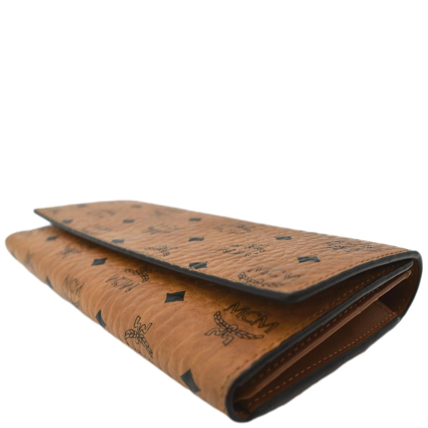 MCM Trifold Large Visetos Monogram Coated Canvas Wallet Cognac - Image 6