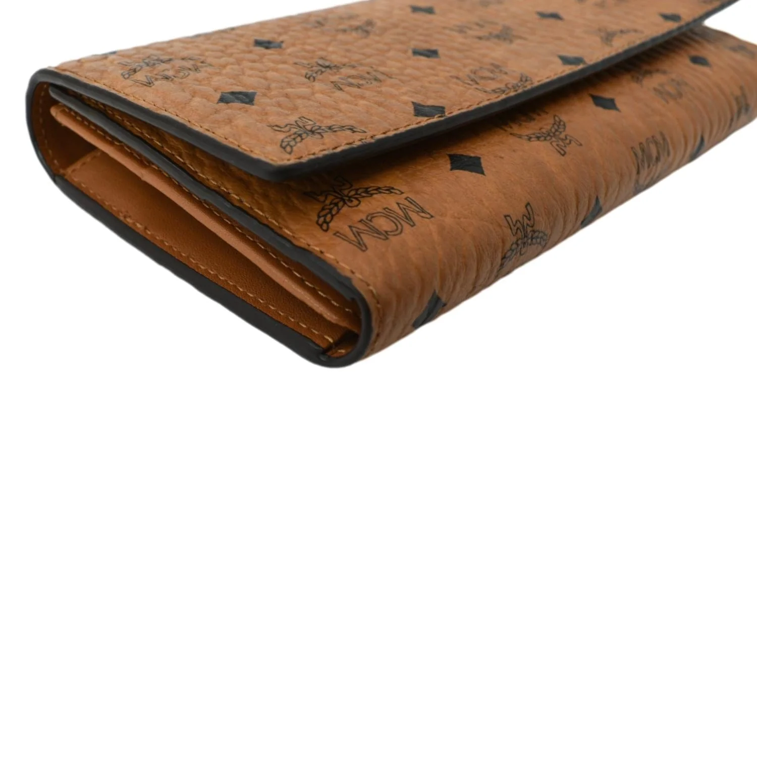 MCM Trifold Large Visetos Monogram Coated Canvas Wallet Cognac - Image 8