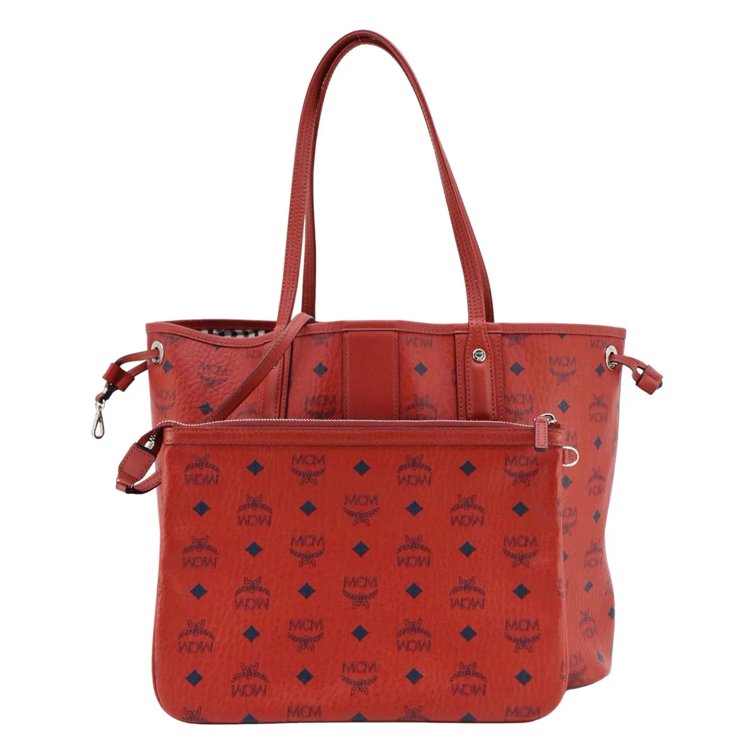 MCM Reversible Liz Large Visetos Canvas Shopper Tote Bag Red - Image 3
