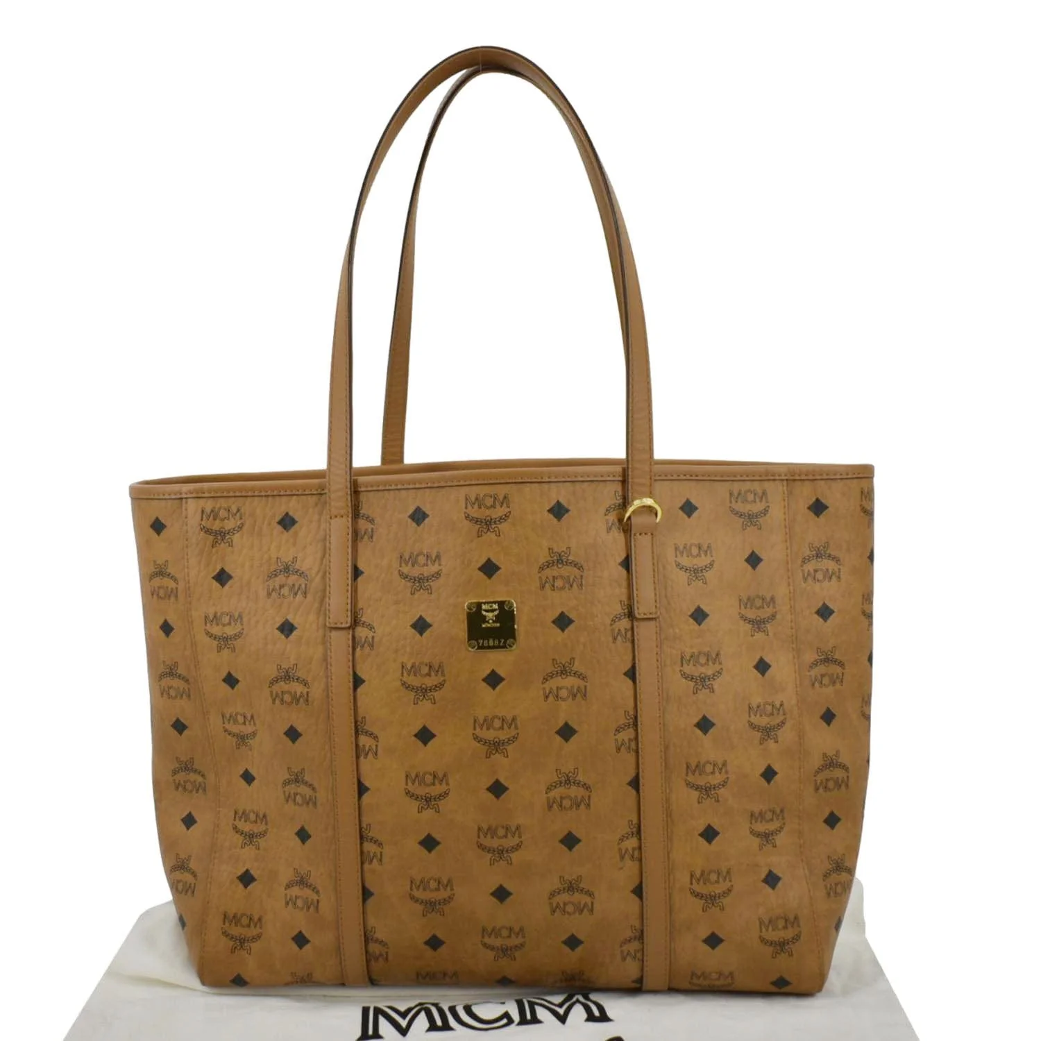 MCM Reversible Liz Medium Visetos Canvas Shopper Tote Bag Cognac - Image 3
