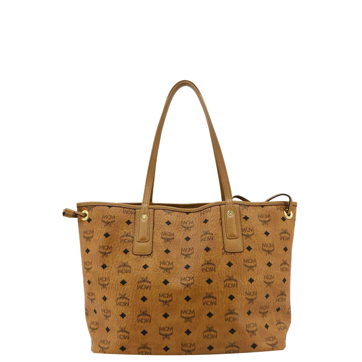 MCM Reversible Liz Medium Visetos Canvas Shopper Tote Bag Cognac - Image 4