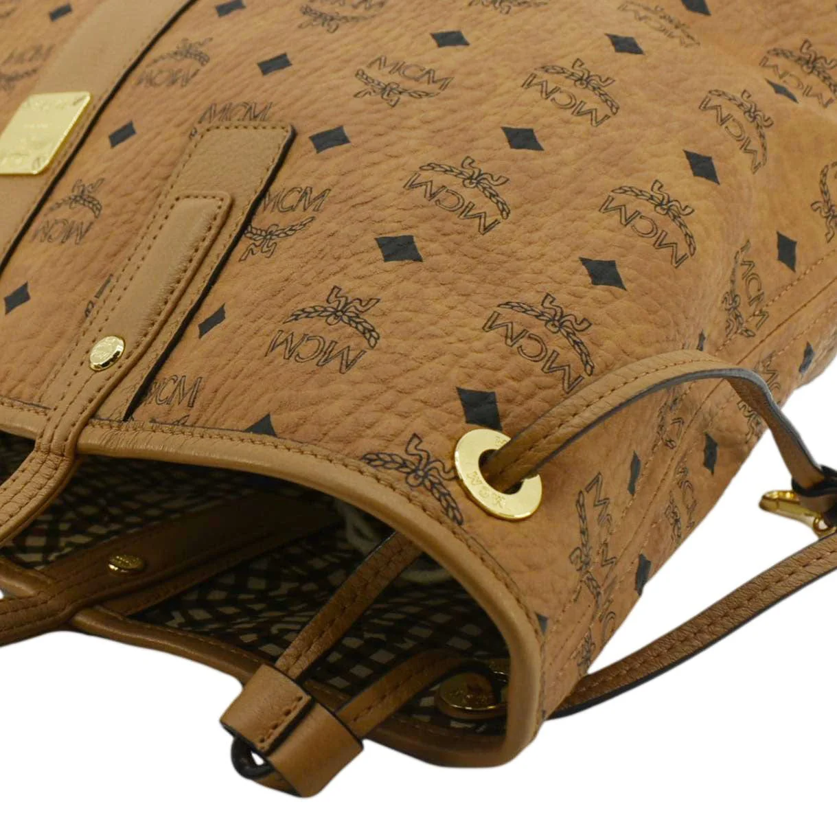 MCM Reversible Liz Medium Visetos Canvas Shopper Tote Bag Cognac - Image 7
