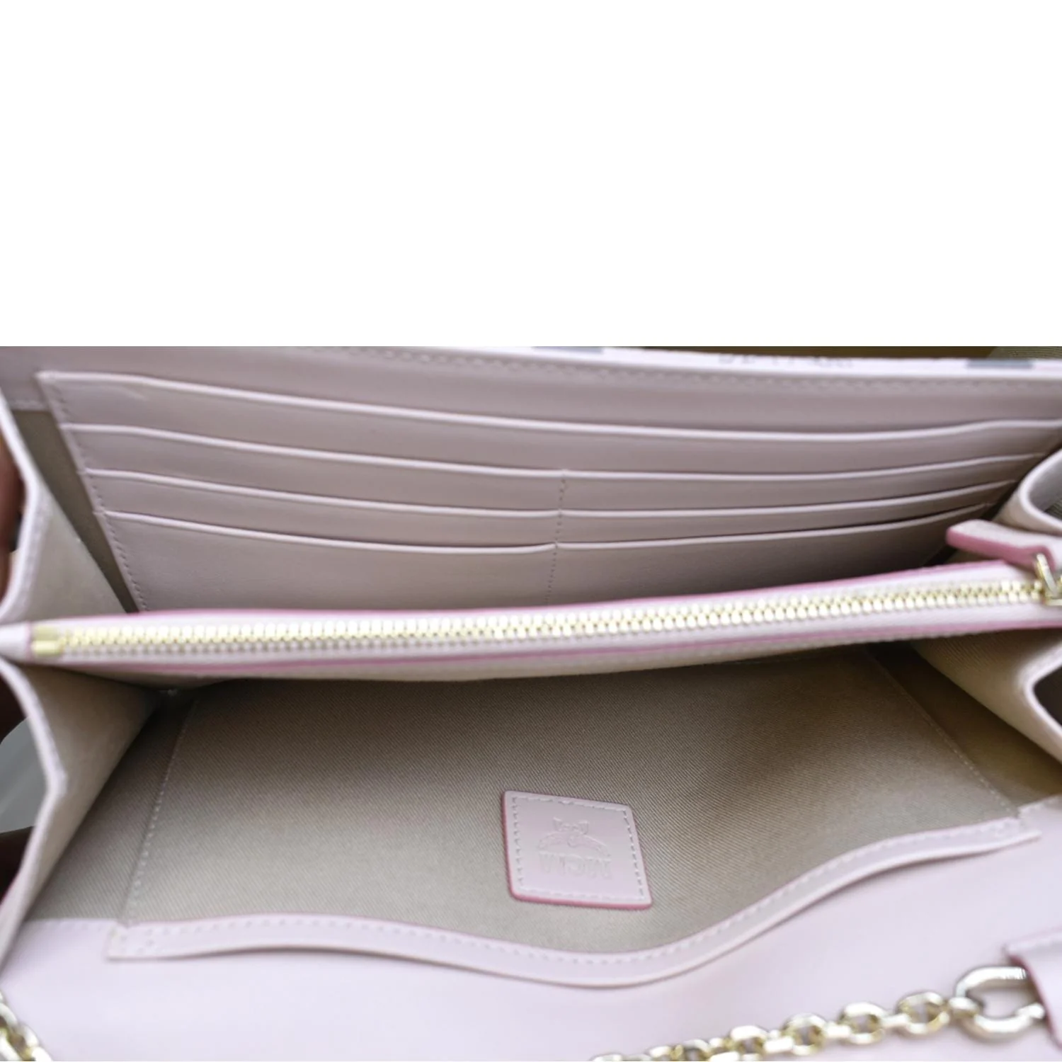 MCM Patricia Visetos Leather Crossbody Wallet Powder Pink - Image 10