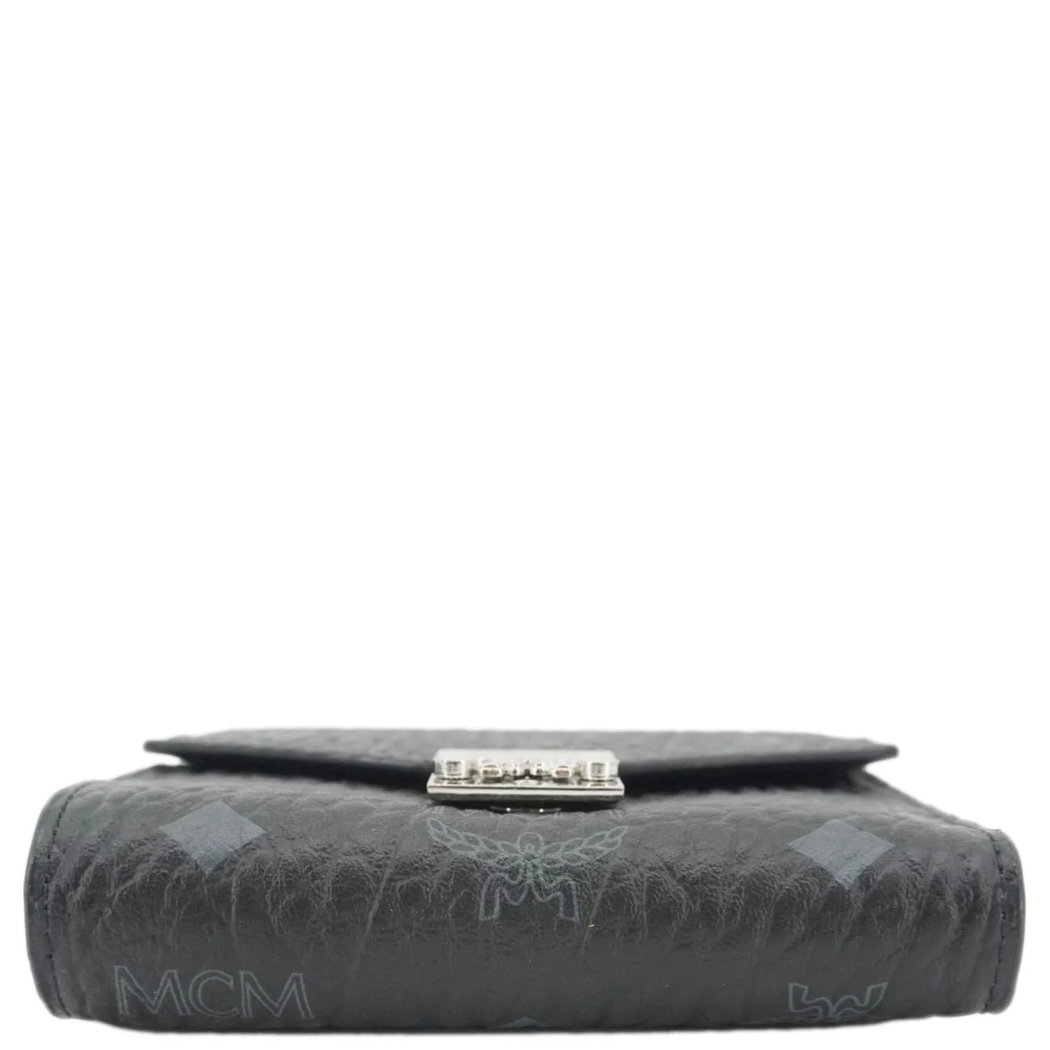 MCM Patricia Three Fold Visetos Monogram Canvas Wallet Black - Image 9