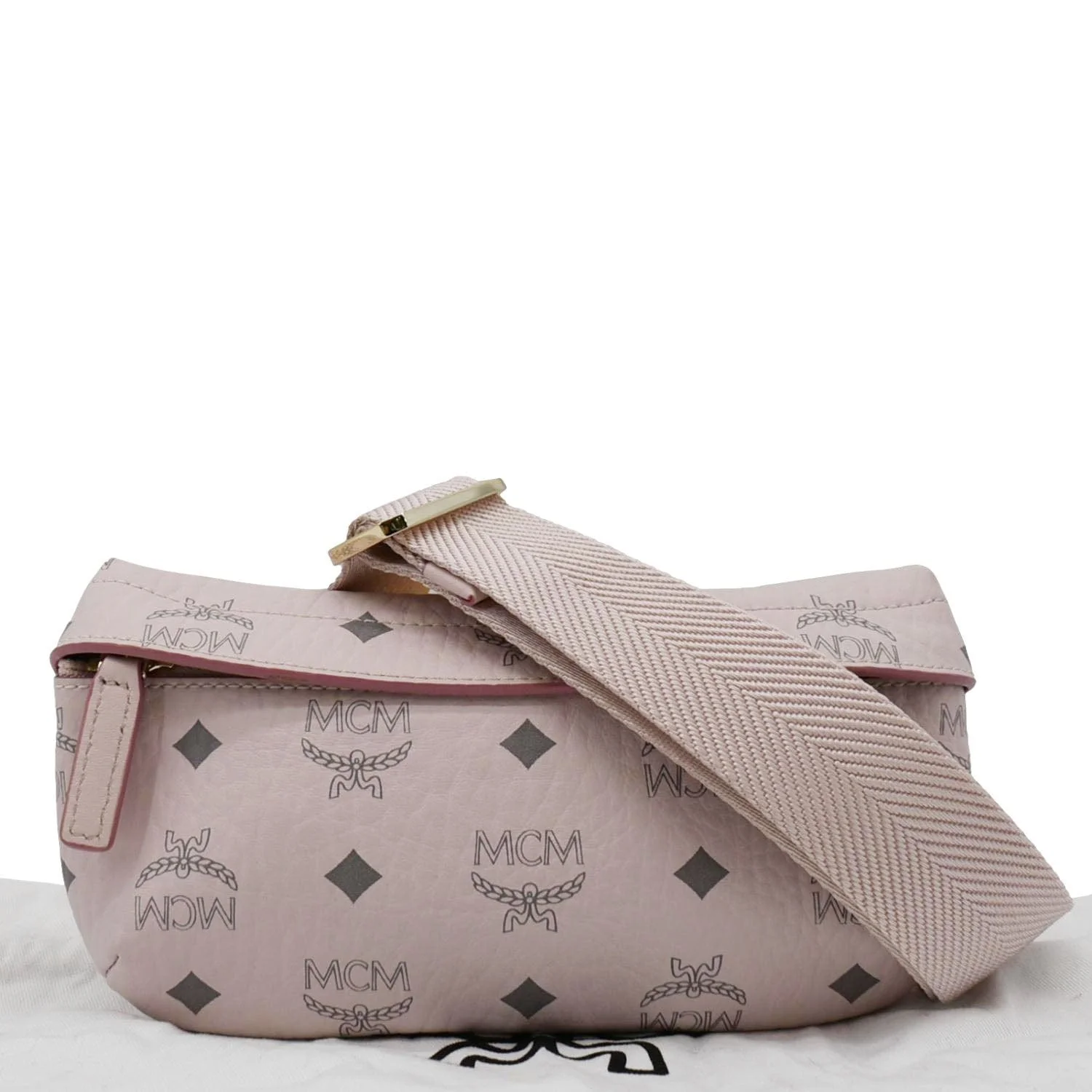 MCM Small Visetos Canvas Crossbody Belt Bag Light Pink - Image 3