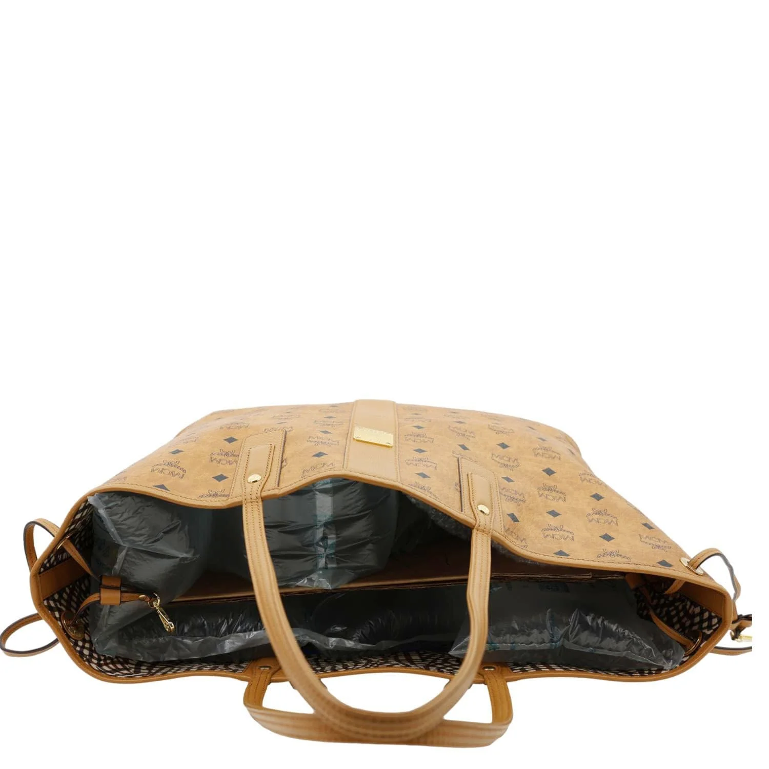 MCM Reversible Liz Large Visetos Canvas Shopper Tote Bag Cognac - Image 6