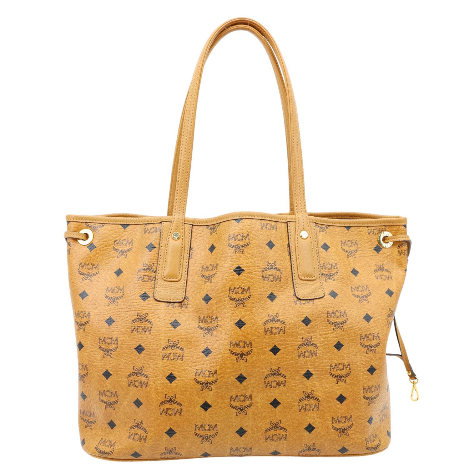 MCM Reversible Liz Medium Visetos Canvas Shopper Tote Bag Cognac - Image 4