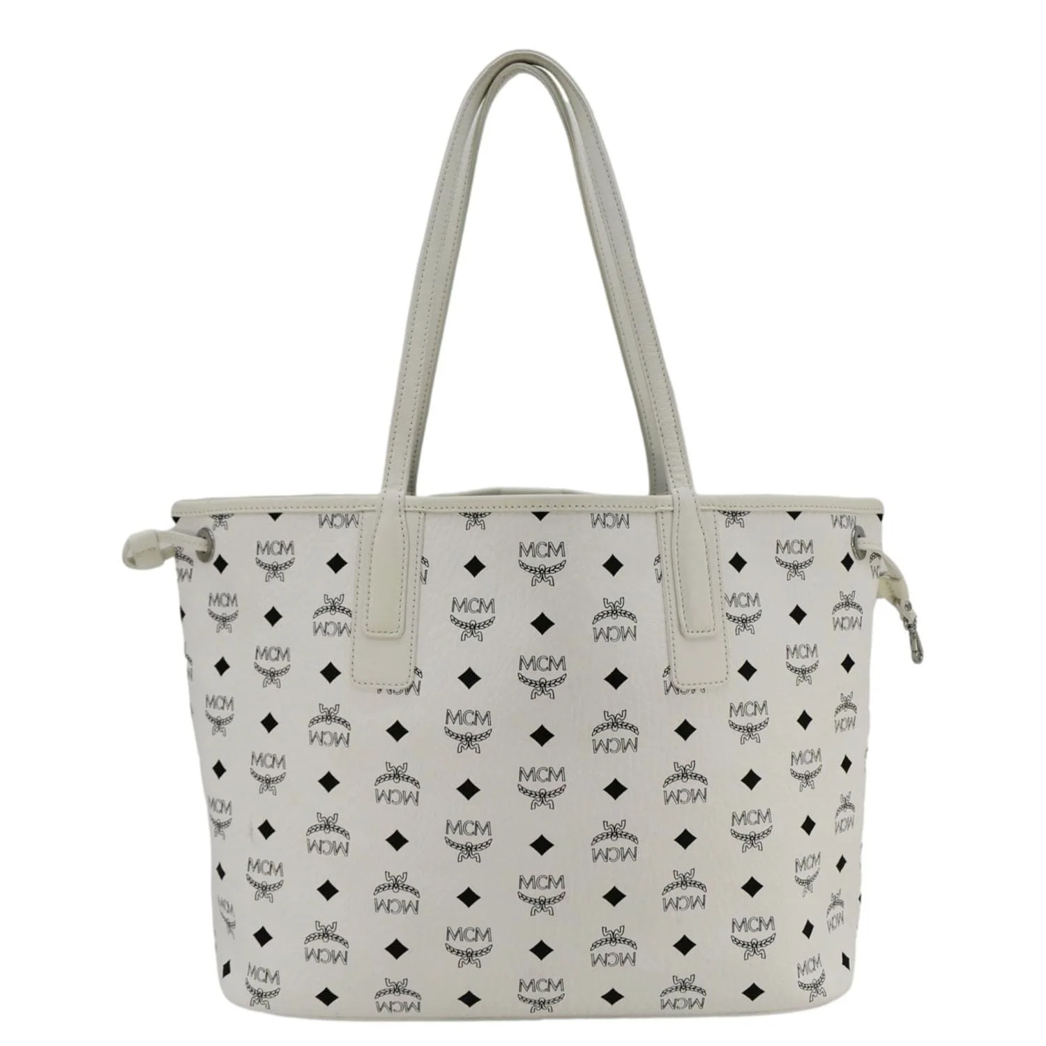 MCM Reversible Liz Medium Visetos Canvas Shopper Tote Bag White - Image 4