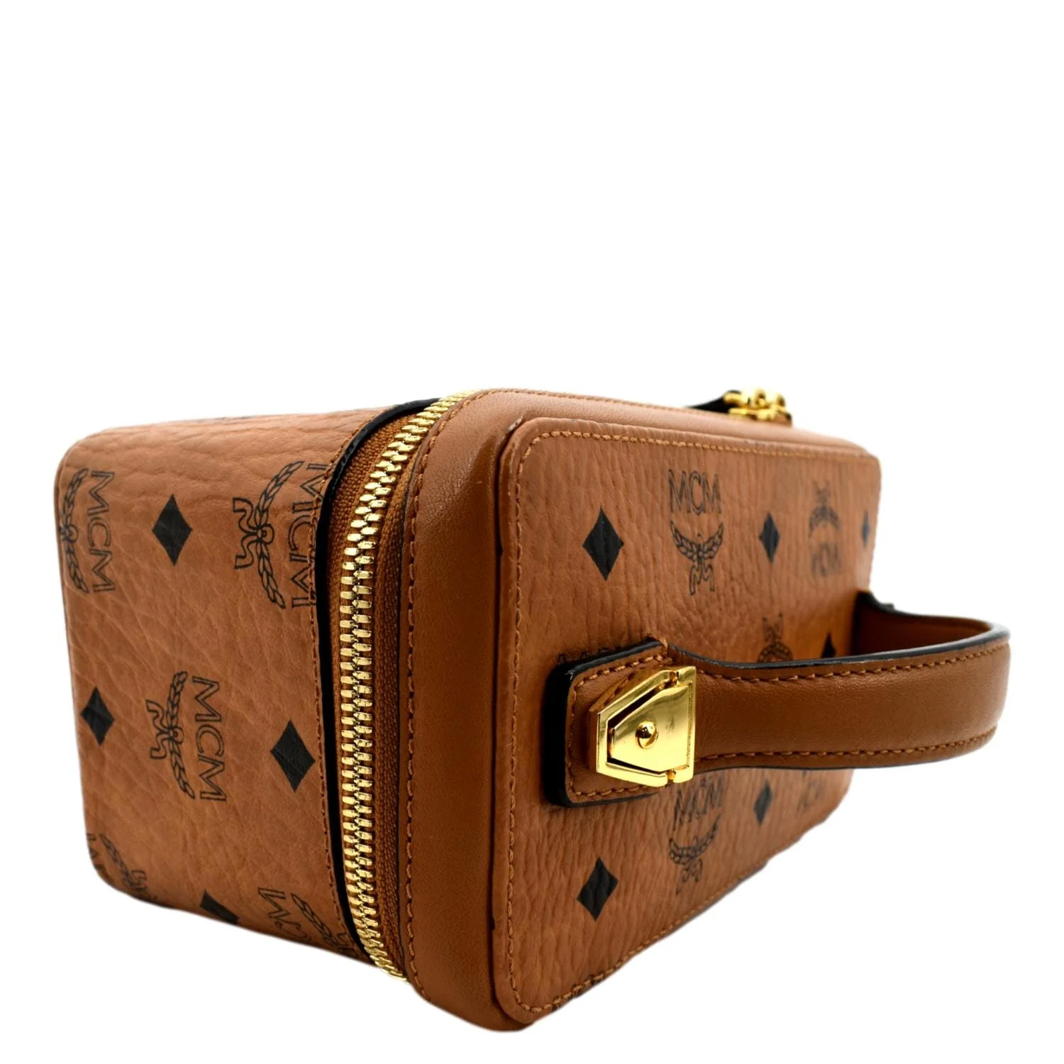 MCM Rockstar Monogram Visetos Vanity Case Cognac - Image 5