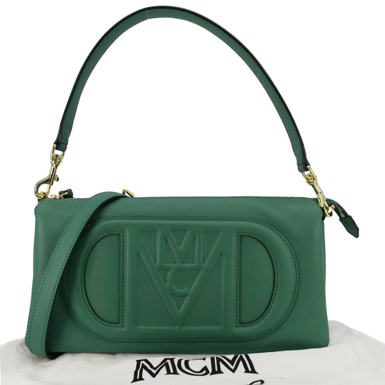 MCM Travia Small Spanish Calf Leather Shoulder Bag Green - Image 3