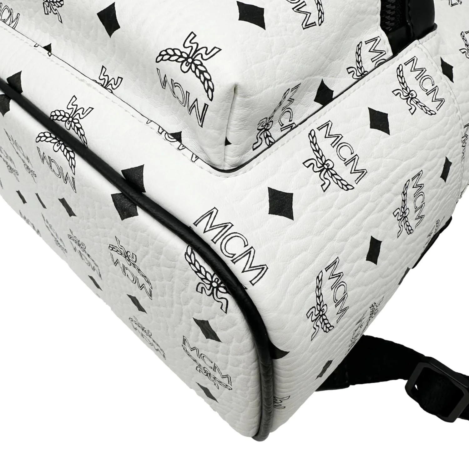 MCM Stark Visetos Canvas Backpack White - Image 11