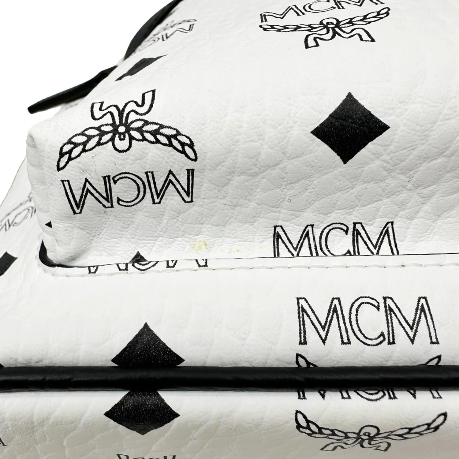 MCM Stark Visetos Canvas Backpack White - Image 13