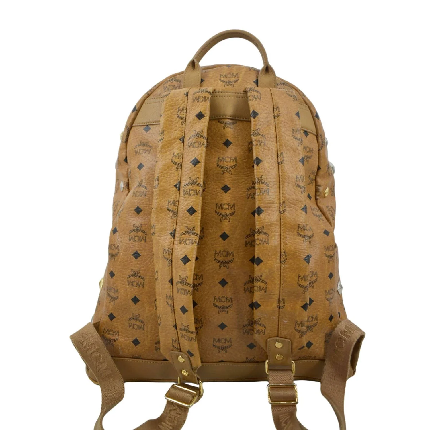 MCM Stark Studded Visetos Canvas Backpack Cognac - Image 3