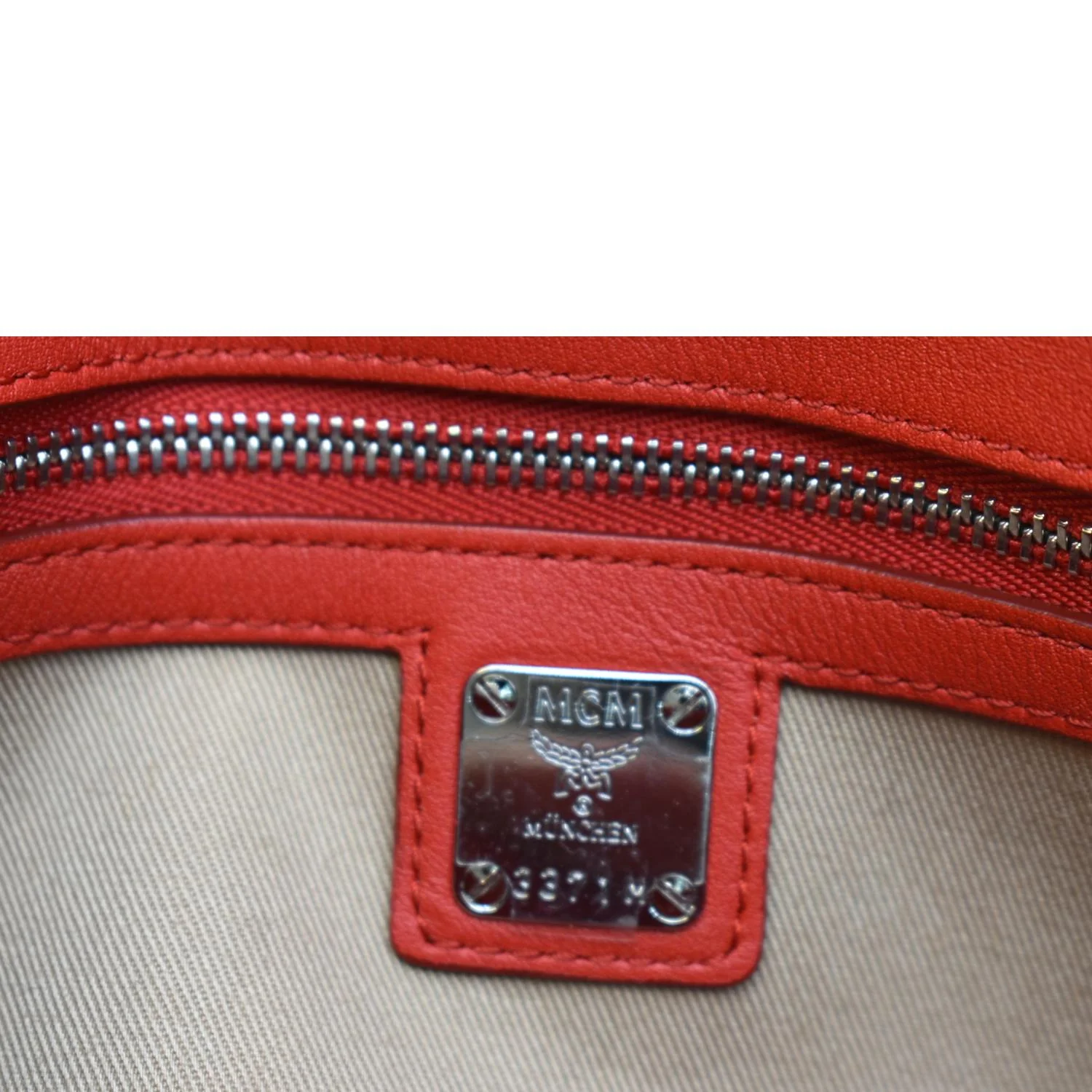 MCM Tracy Monogram Leather Chain Crossbody Wallet Red - Image 10