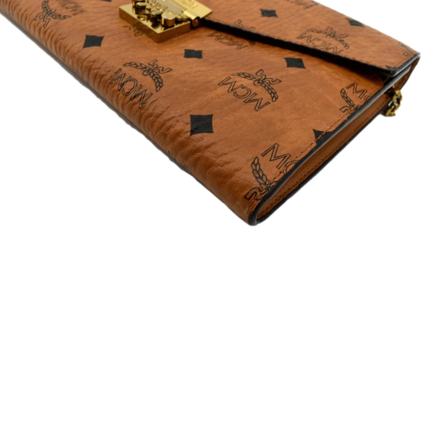 MCM Tracy Visetos Canvas Crossbody Chain Wallet Cognac - Image 7
