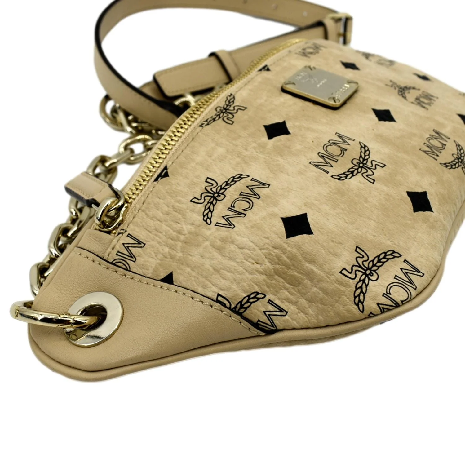 MCM Visetos Canvas Crossbody Belt Bag Beige - Image 6