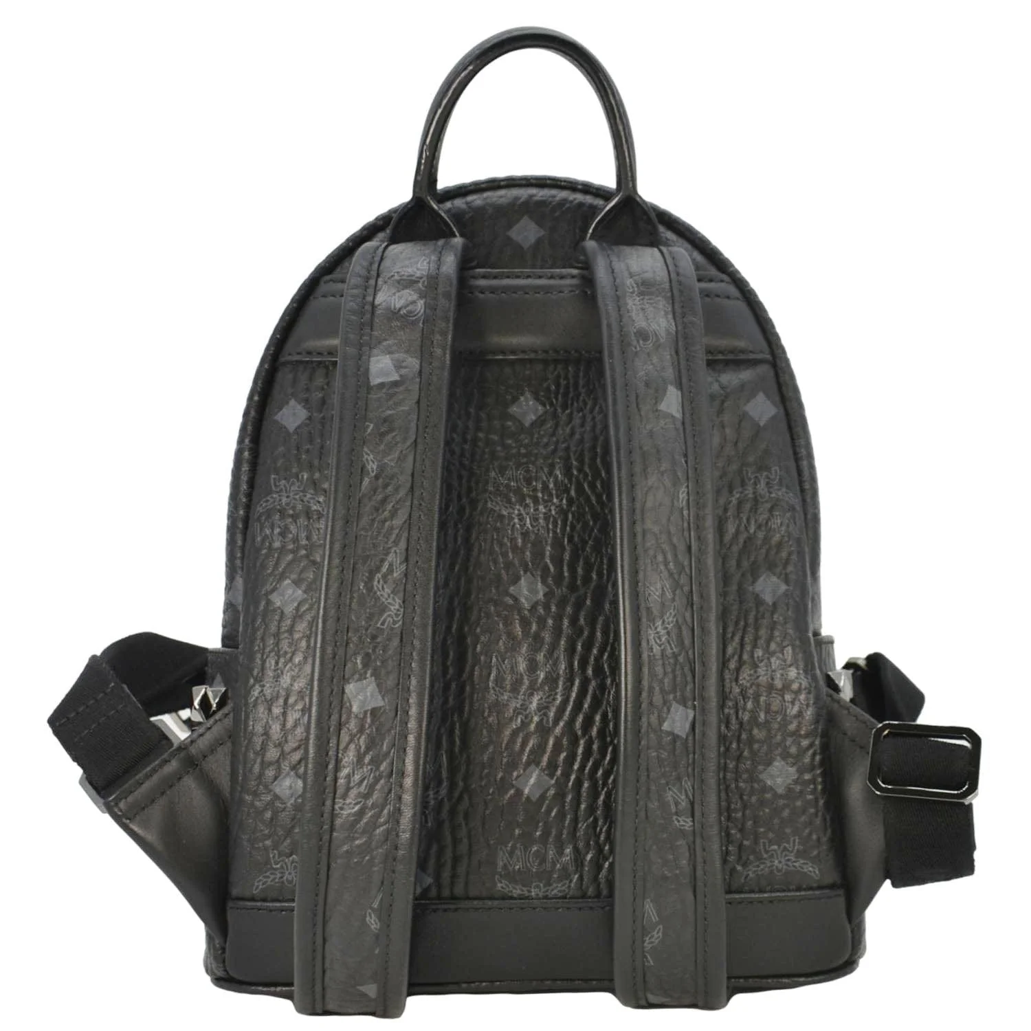 MCM Stark Side Stud Visetos Canvas Backpack Bag Black - Image 4