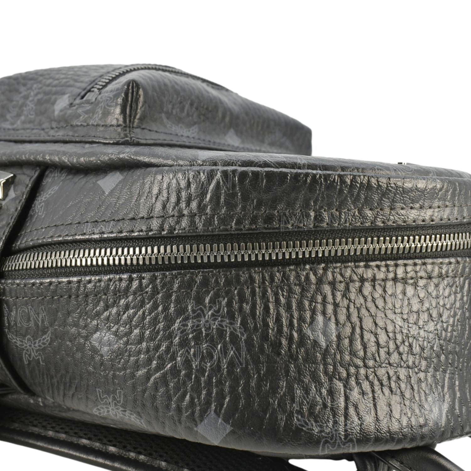 MCM Stark Side Stud Visetos Canvas Backpack Bag Black - Image 6