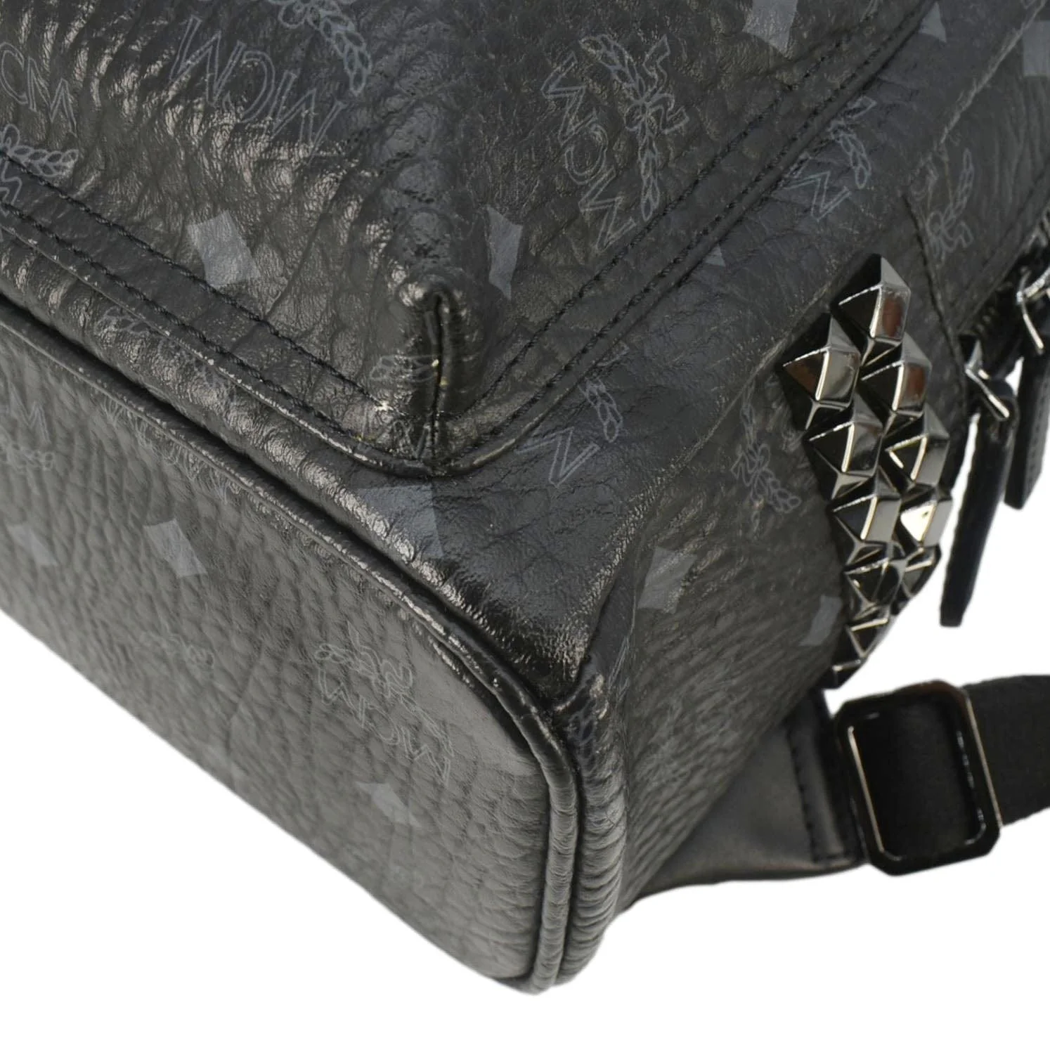 MCM Stark Side Stud Visetos Canvas Backpack Bag Black - Image 8