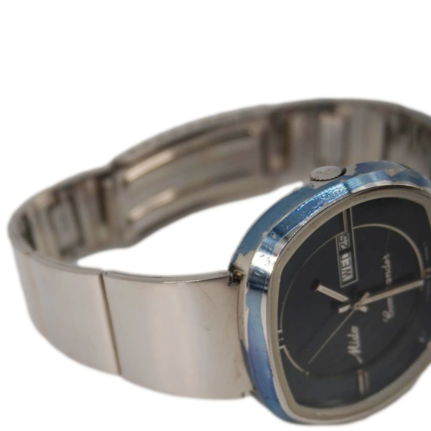 Mido Commander 1970 Day Date Men's Stainless Steel Watch Blue Dial 41MM - Image 3