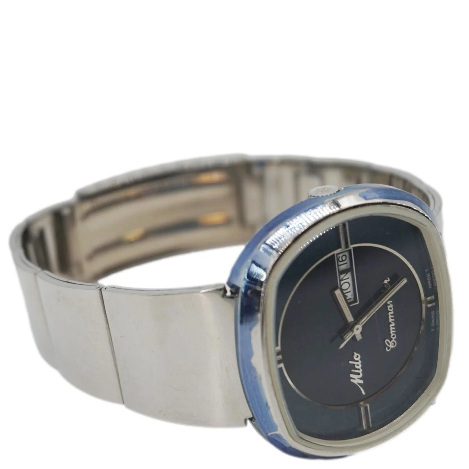Mido Commander 1970 Day Date Men's Stainless Steel Watch Blue Dial 41MM - Image 4