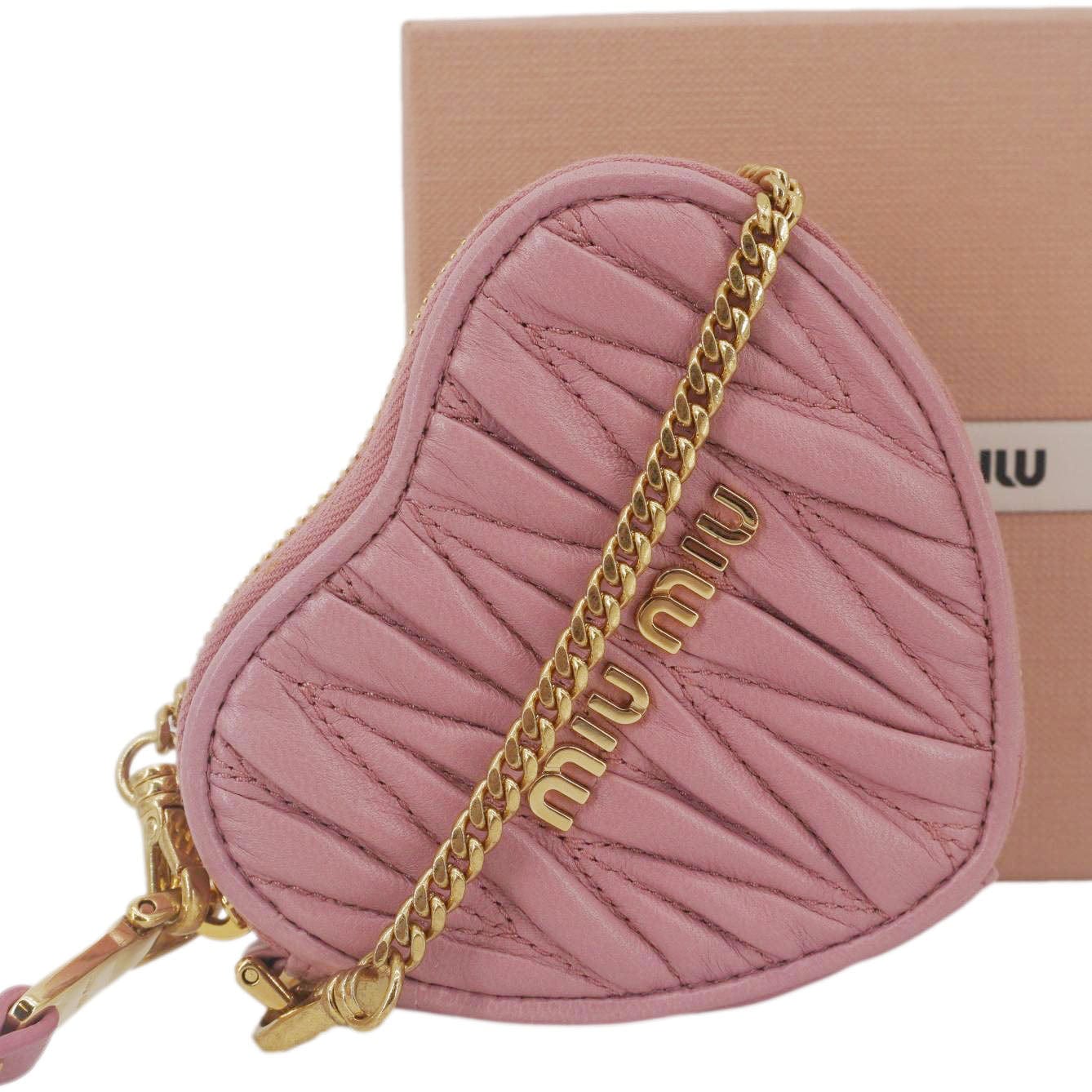 MIU MIU Heart-Shaped Matelasse Leather Coin Purse Pink - Image 2