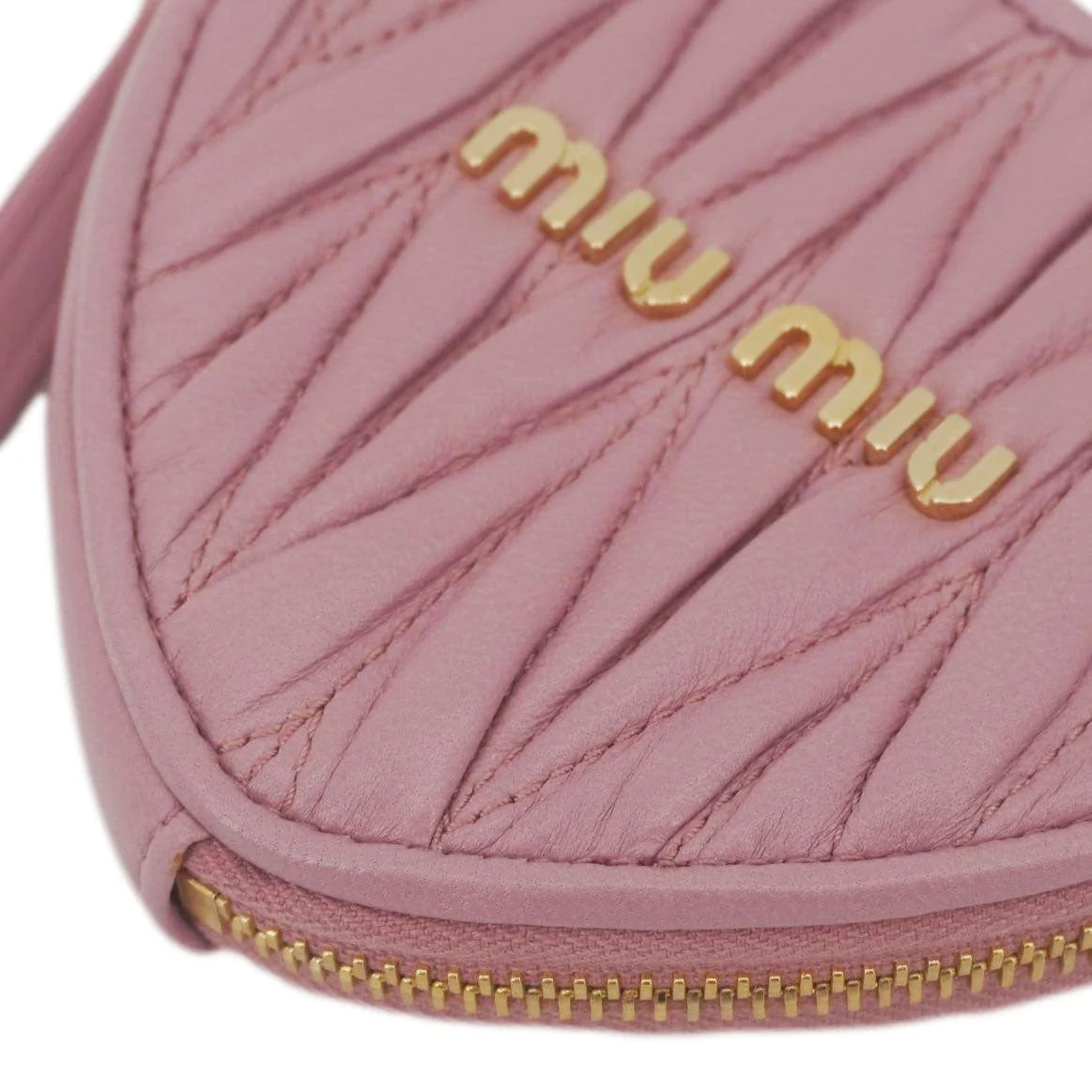 MIU MIU Heart-Shaped Matelasse Leather Coin Purse Pink - Image 9