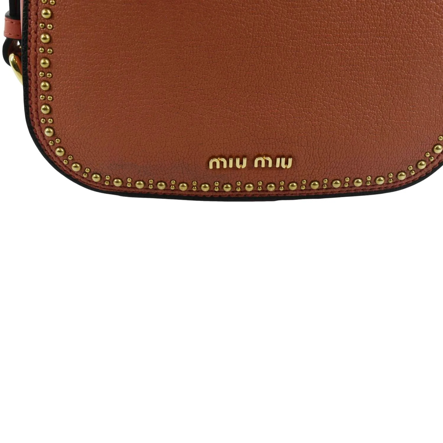 MIU MIU Madras Dahlia Leather Shoulder Bag Orange - Image 9