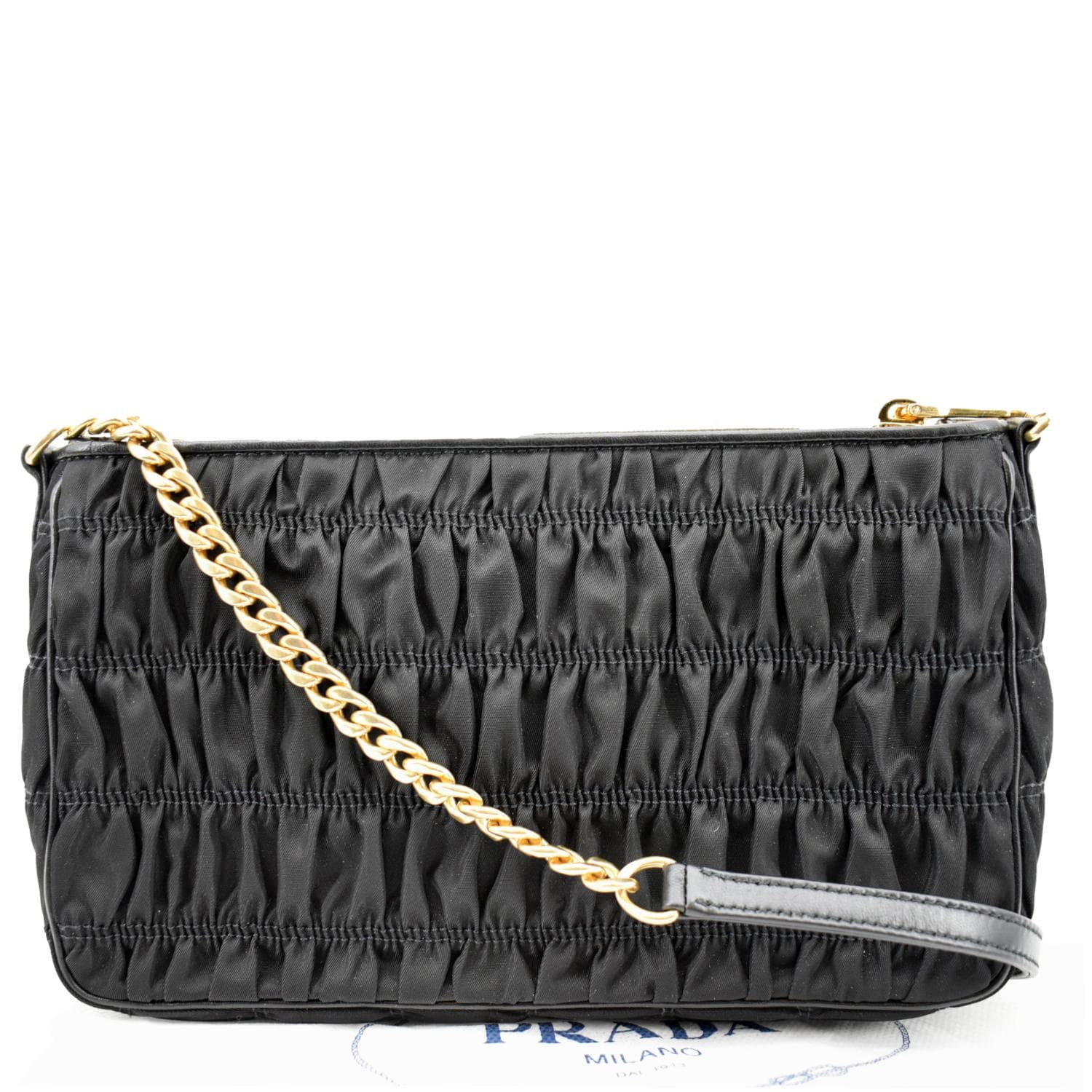 PRADA Tessuto Gaufre Nylon Shoulder Bag Black - Image 3