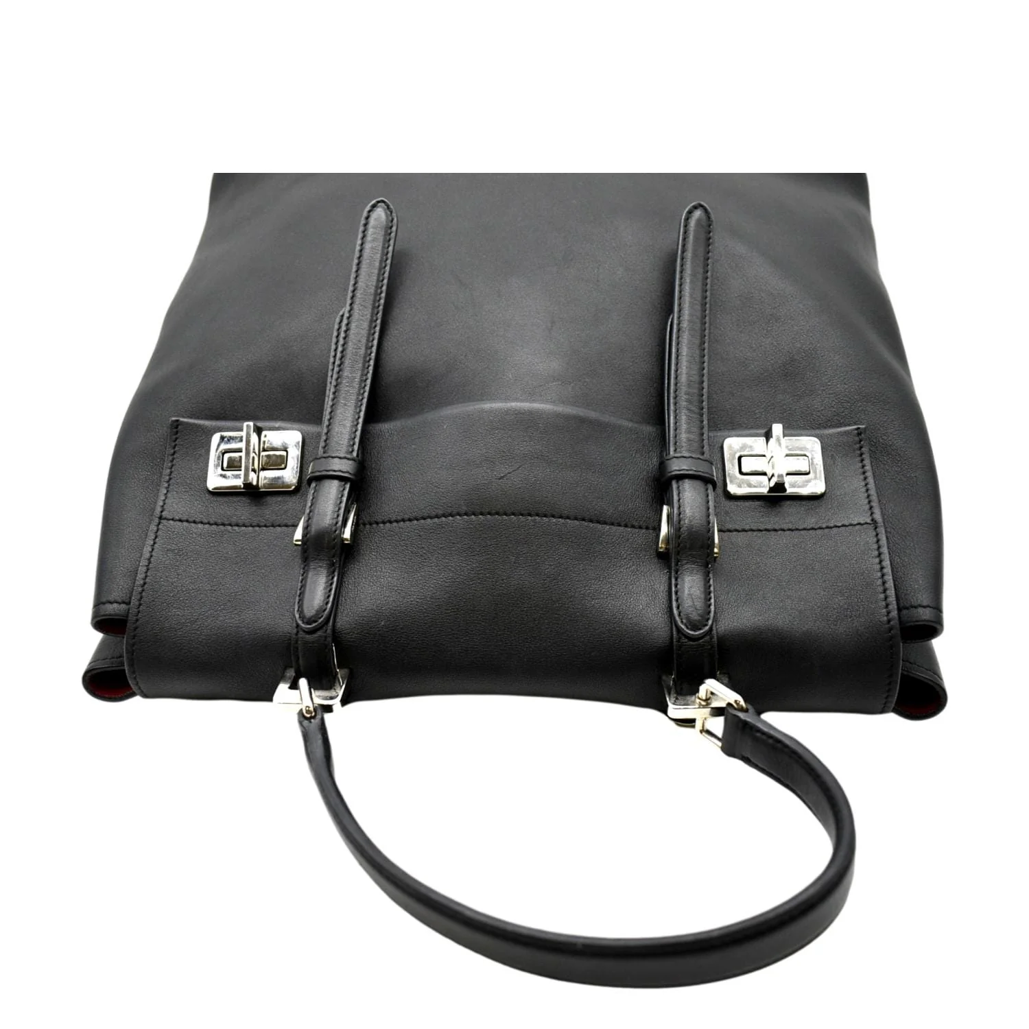PRADA 2way Leather Tote Shoulder Bag Black BN2815 - Image 5
